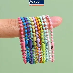 MAKY 100 Chiếc Bóng Hạt Dây Xích Phù Hợp Với Móc Chìa Khóa / Búp Bê / Nhãn Tay Thẻ Kết Nối Cho DIY Vòng Tay Trang Sức Làm Phụ Kiện 10cm VN