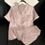 Phụ Nữ Pyjama Châu Âu Đơn Giản Ve Áo Cardigan Tay Ngắn Trang Phục Phong Cách Thanh Lịch Cho Thời Gian Nghỉ Trong Nhà Hàng Ngày
