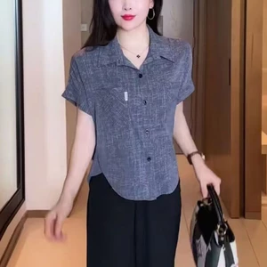 Áo sơ mi ngắn tay mới mùa hè dành cho bà mẹ trung niên, áo thun thời trang và giản dị, dáng rộng và giảm béo dành cho nữ