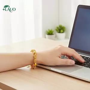 Springevenstar Vòng tay mạ vàng Thiết kế hạt rỗng Dây chuyền có thể điều chỉnh Không phai màu Trang sức hợp thời trang cho đám cưới Khách hàng mặc hàng ngày Springevenstar
