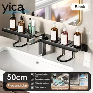 Kệ trên bồn rửa YICA, Kệ quầy phòng tắm không khoan bằng thép Carbon, Kệ lưu trữ vòi tiết kiệm không gian 50 / 60cm hạng nặng cho nhà bếp và phòng tắm
