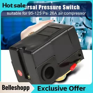 Belleshopp Công tắc áp suất máy nén khí 95-125 Psi 4 cổng hạng nặng 20 Amp cho van điều khiển máy bơm