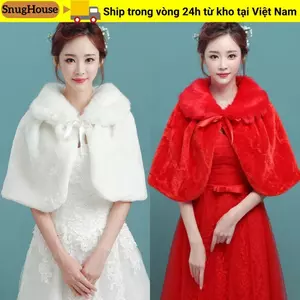 SNUGHOUSE Mùa Đông Mũi Nữ Giả Lông Cô Dâu Quấn Áo Mềm Phụ Kiện Cưới Thanh Lịch Cưới Cô Dâu Khăn Choàng