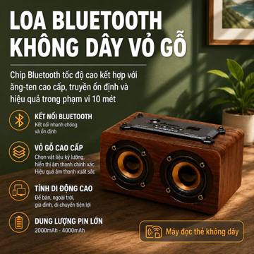 Loa Bluetooth Loa Gỗ Loa Không Dây Loa Cắm Thẻ Loa Mini Loa Máy Tính Loa Điện Thoại Loa Để Bàn Loa Gia Đì Bảo Hành 3 Năm