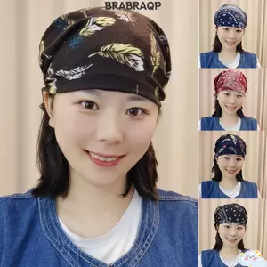 BRABRAAA Turban Bandana, Mũ gió quốc gia Cotton thời trang dành cho nữ, Mũ ngủ in hoa thông thường chất lượng cao Beanies Headwrap