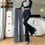 Gạc chống nắng Quần thể thao hơi loe dành cho nữ mùa hè Phong cách mỏng Drape Ice Silk Pocket Casual Yoga Quick-Drying Flar