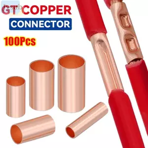 JVSUB 100 Chiếc GT Đồng Thiết Bị Đầu Cuối Ống Kết Nối, Lỗ Đi Qua Dây Đồng Thau Thiết Bị Đầu Cuối Uốn, GT-1 / 1.5 / 2.5 / 4 / 6 / 10 / 16 / 25 Bộ Kết Nối Cáp Bu Lông Lỗ GT Tay Ống Thiết Bị Đầu Cuối Khối