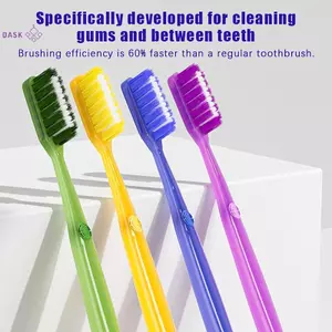 2 / 4 Đầu bàn chải cực dài Bàn chải đánh răng lông mềm kháng khuẩn có tay cầm chống trượt và đế hút Thiết kế thẳng đứng