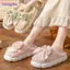 Giày Lông Tơ Ấm Áp BORAGETE, Dép Nơ Cotton Chống Trơn Trượt Đáy Dày, Giày Nữ Thoải Mái Mềm Mại Phong Cách Ngọt Ngào