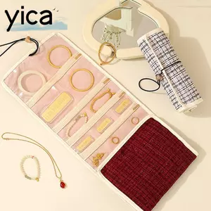 Túi đựng đồ trang sức có thể gập lại YICA, Trang sức chống va chạm nhiều màu, Lưu trữ ngăn Dung tích lớn Túi sắp xếp đa chức năng Đồ dùng du lịch