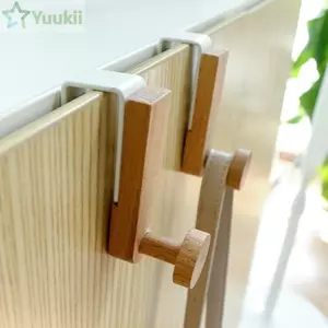 YUUKII Trên Cửa Móc Treo, Móc Cửa Tủ Bền Bằng Gỗ & Kim Loại, Không Khoan Treo Quần Áo Phong Cách Nhật Bản Tổ Chức Phòng Tắm Sử Dụng