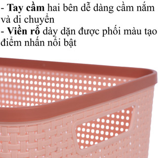 Rổ viền mây HOKORI nhựa VIỆT NHẬT cao cấp - Đan mây tre, đựng đồ, quần áo bé, bánh kẹo - 3517/8/9/20