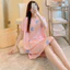 Nhân Tạo Cotton Phong Cách Mới Váy Ngủ Bộ Đồ Ngủ Nữ Mùa Hè Mỏng Tay Ngắn Hoạt Hình In Hình Bộ Đồ Ngủ Cotton Lụa Plus Kích Thước Xuân Thu Homewear