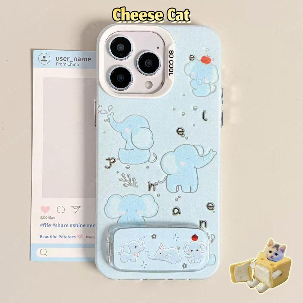 Ốp lưng điện thoại gương voi màu xanh cho iPhone 17 16 15 14 Plus 13 12 11 Pro Max XR Xs Max 7 Plus