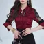 Áo Sơ Mi Đỏ Nữ Phong Cách Mới Cao Cấp Ánh Sáng Sang Trọng Pháp Thời Trang Tính Khí Áo Sơ Mi Nữ Gợi Cảm Ren Khâu Top Nữ