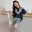 Bé gái (120-170) Áo thun ren phong cách mới mùa hè tay ngắn + Quần Short Denim kim cương nóng Bộ hai mảnh