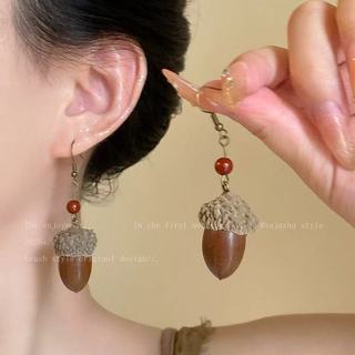 Phong Cách Dân Tộc Retro Trái Cây Tự Nhiên Mặt Dây Chuyền Bông Tai Nữ Mới Phong Cách Trung Hoa Độc Đáo Tua Rua Bông Tai Cổ Phù Hợp Với Hợp Thời Trang