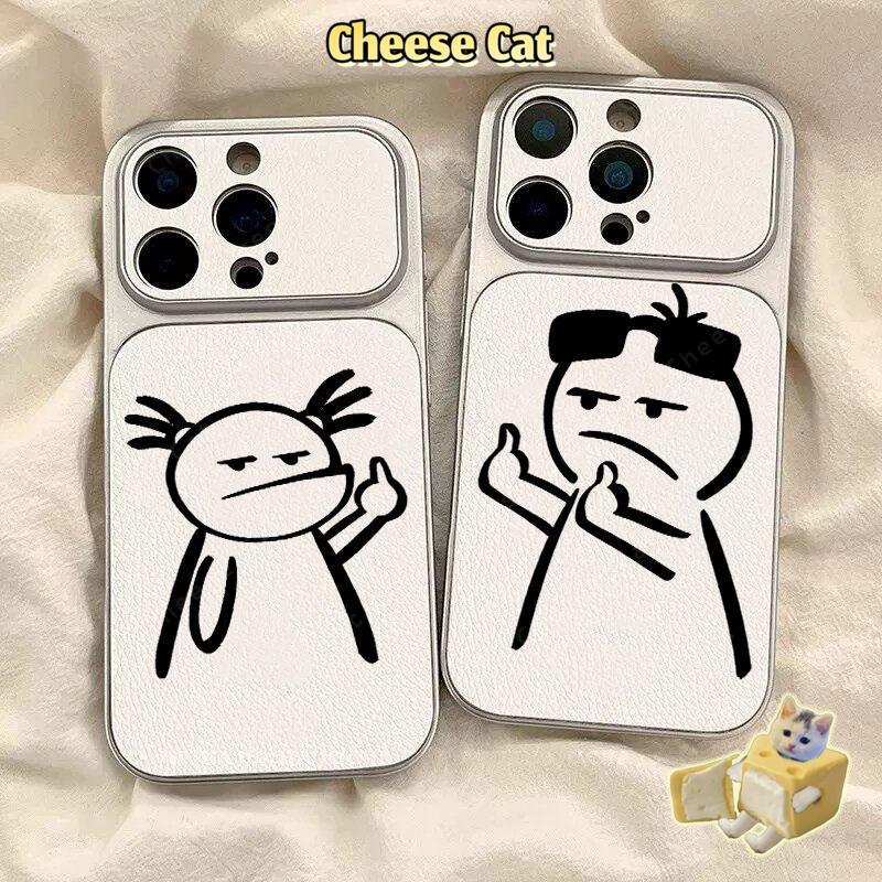 Ốp điện thoại cặp đôi ngộ nghĩnh cho iPhone 17 Pro 16 Plus 15 14 11 12 13 Pro Max XR Xs Max Da bảo vệ
