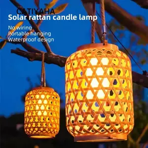 Đèn lồng mây giả CATIYAHA, Đèn chùm phong cảnh dệt 800 MAH chống nước, Đèn LED ấm áp sáng tạo Đèn trang trí nhà ngoài trời
