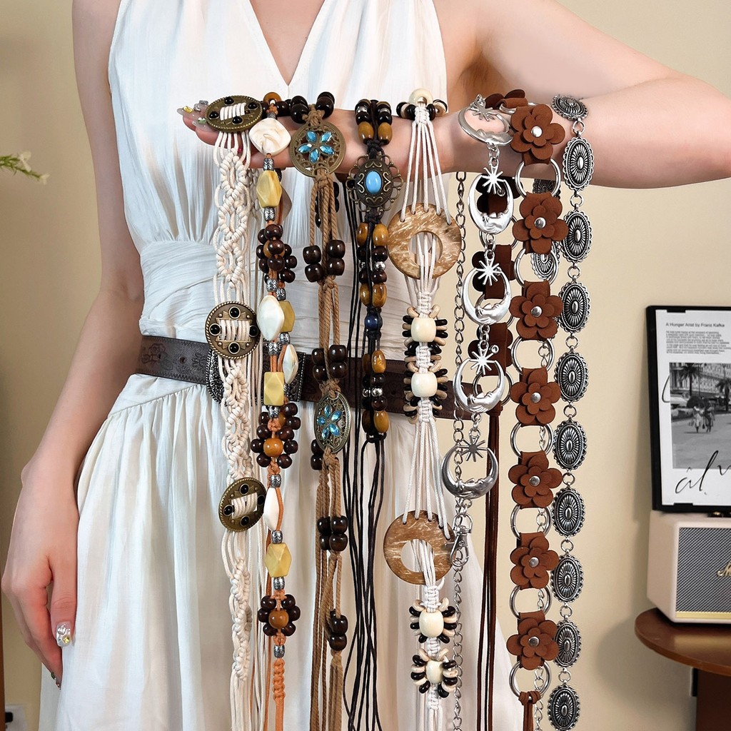 2026 Phong Cách Mới Mùa Hè Kỳ Nghỉ Phong Cách Thắt Lưng Retro Phong Cách Bohemian Dây Thắt Lưng Nữ