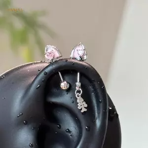 PNPIA- 1 Cái Dễ Thương Chó Và Mèo Hình Tai Xương Móng Tay Ngọt Ngào Thoáng Mát Bông Tai Dành Cho Nữ Hợp Thời Trang Cơ Thể Xuyên Phụ Kiện