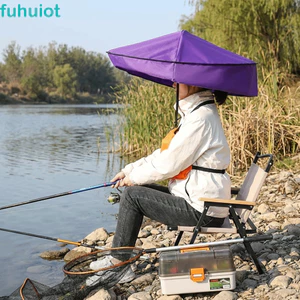 Mũ dù rảnh tay FUHUIOT, Mũ che nắng chống tia cực tím Pongee, Leo núi chống mưa có thể gập lại bằng Nylon gắn trên đầu ô bãi biển