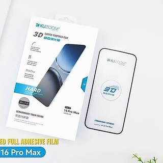 [ Ko Lẹm Viền ] Kính Cường Lục Trong Suốt Viền 3D Không Lẹm Kuzoom Bảo Vệ Full Màn Hình Cho iPhone 16 Pro Max