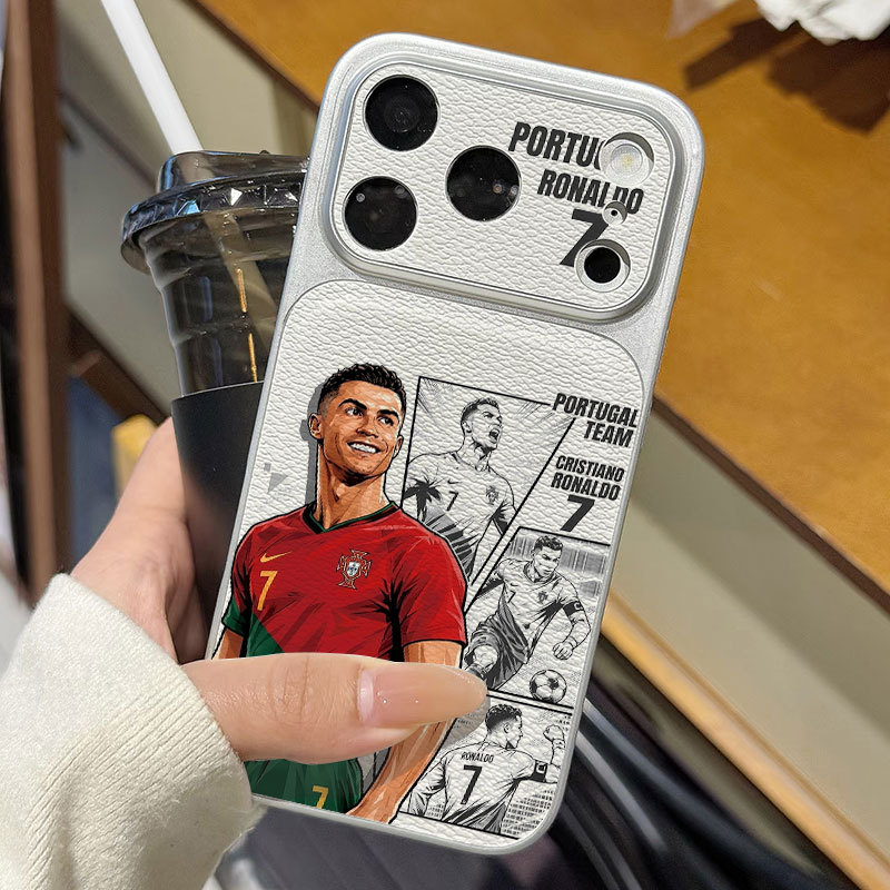 Ốp lưng iPhone Họa tiết da mạ phong cách Ronaldo iPhone 17 16 15 14 13 12 11 Pro Max Plus Max