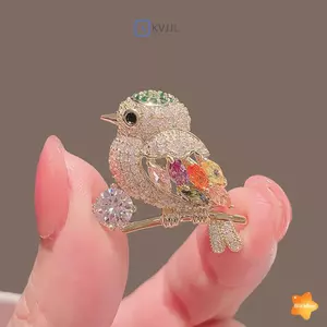Trâm Cài Chim Thời Trang Mới Cho Nữ Bé Gái Pha Lê Kim Cương Giả Thổ Cẩm Chân Sáng Bóng Động Vật Huy Hiệu Trang Sức Cho Nữ Mới