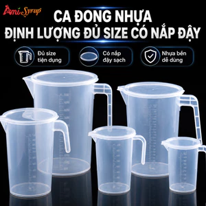 Cốc Đong, Ca Đong Nhựa Đủ Size - Định Lượng Có Nắp Đậy, Chia Vạch Tiện Dụng Cho Pha Chế