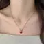 Vòng cổ mặt dây chuyền trái tim PYCOU, Vòng cổ hai mặt trái tim tinh tế, Dầu nhỏ giọt màu đỏ Màu vàng Vòng cổ trái tim đỏ Trang sức