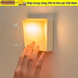 Đèn WOODNEST LED treo tường công tắc từ tính, sạc USB, trang trí phòng tối giản, đầu giường