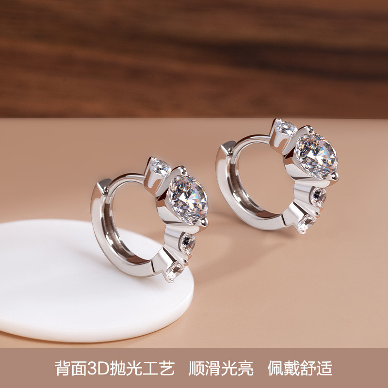Bông tai siêu sáng bóng đơn giản và thanh lịch bằng bạc S925