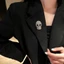 WEETW Halloween Skeleton Thổ Cẩm, Hợp Kim Kẽm Kim Cương Giả Retro Đầu Lâu Pin, Vintage Sáng Ma Quái Phong Cách Punk Gothic Đầu Lâu Huy Hiệu Ve Áo Pin Tiệc Halloween
