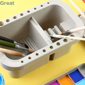 GREA Paint Brush Cleaner Hộp lưu trữ Bảng sơn Đồ dùng vẽ tranh đa chức năng Nghệ sĩ có Pallet sơn