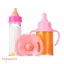 TOPTOOLCX Magic Milk Juice Chai, vừa vặn với Búp bê sơ sinh Chai núm vú bằng nhựa đa phong cách, có núm vú giả Yếm Phụ kiện búp bê dễ thương Búp bê 18 inch