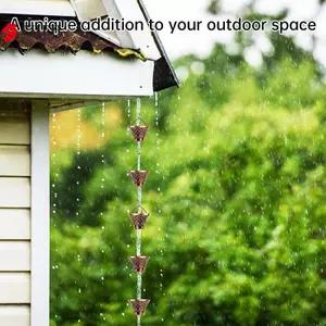 Dây chuyền mưa, máng xối Downspouts Diverter Đồng kim loại ngoài trời Phần mở rộng nước mưa kẻ sọc, 12 cốc VN