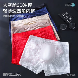 Quần Lót Nam Mùa Hè Phong Cách Mới Liền Mạch Thoáng Khí Boxer Quần Đùi Ren Lưới Quần Lót Nam