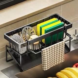 Giá Để Đồ Rửa Bát, Kệ Để Đồ Rửa Chén Có Khay Hứng Nghiêng Nước Có Móc Chất Liệu Thép Không Gỉ