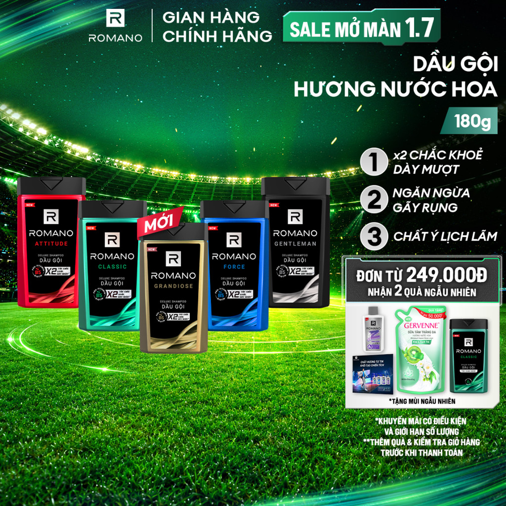 Dầu gội nam Romano hương Nước hoa nam 180g