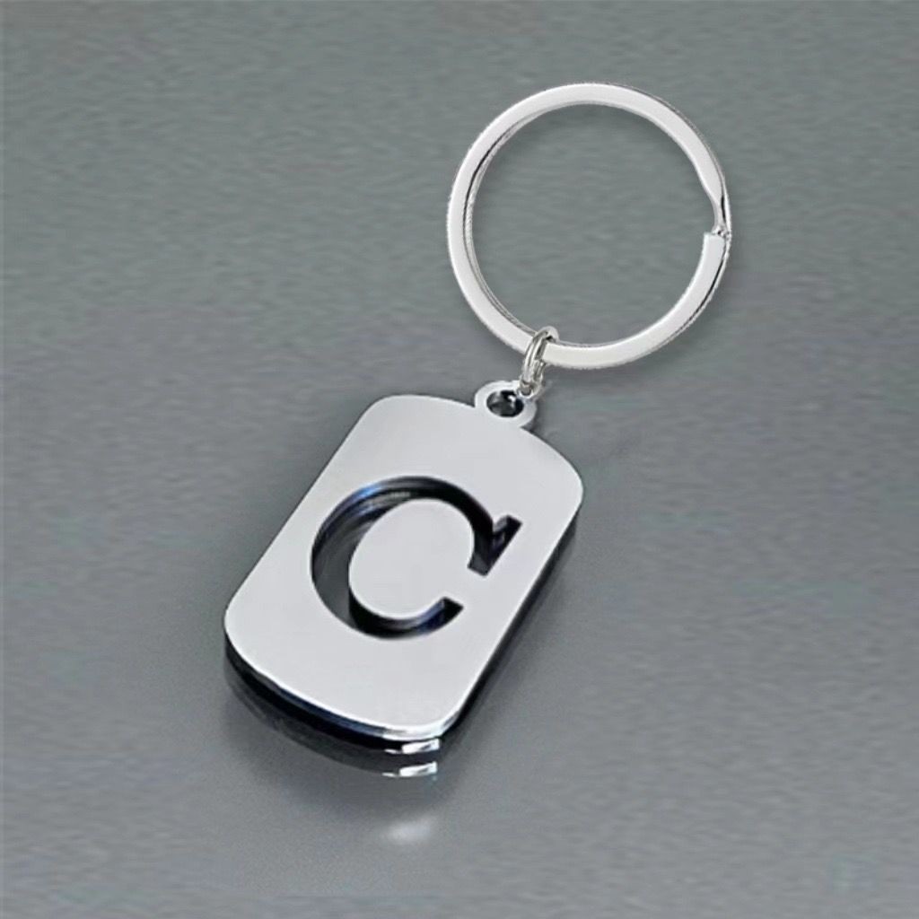 DIY 26 Chữ Móc Khóa Chữ Rỗng Móc Khóa Inox Đơn Giản Và Cá Tính Mặt Dây Chuyền Trang Trí