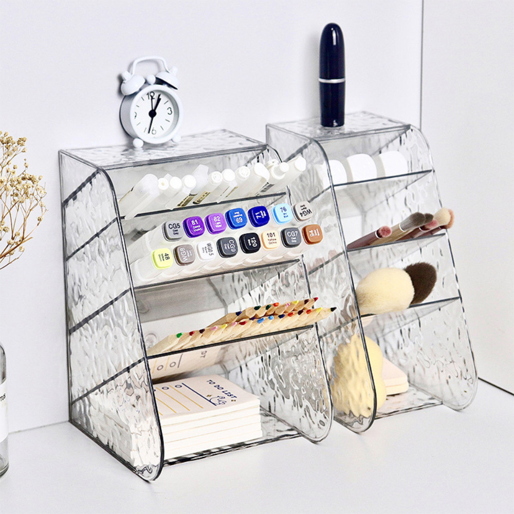 Hộp Đựng Bút Để Bàn Vân Kim Cương Acrylic, Thiết Kế Nghiêng, Chống Bám Bụi, Dùng Cho Học Sinh Văn Phòng DINO