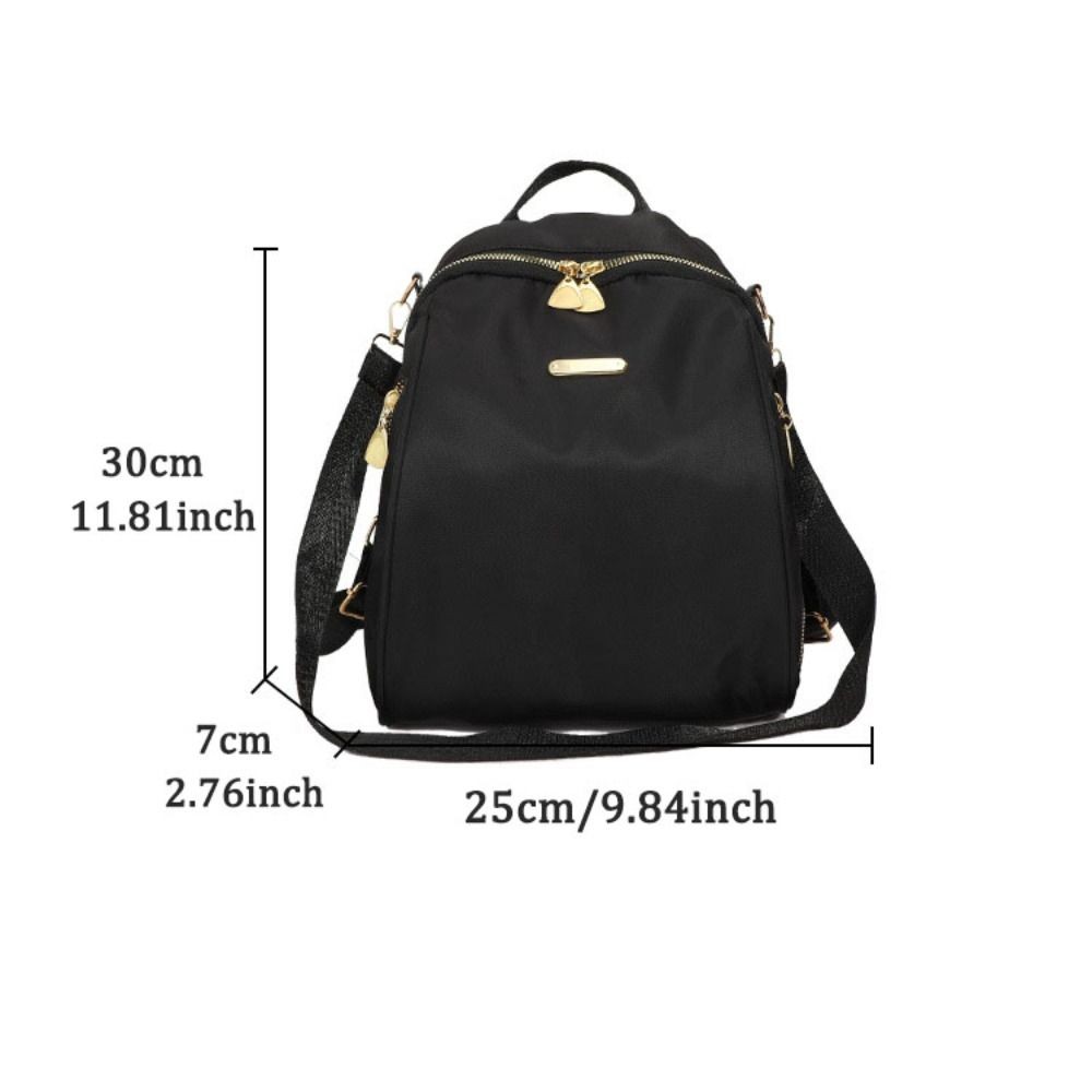 Ba lô Nylon LACYES, Túi đeo vai nhỏ màu đen đa chức năng, Túi xách di động Du lịch đơn giản Ba lô cổ điển dành cho học sinh