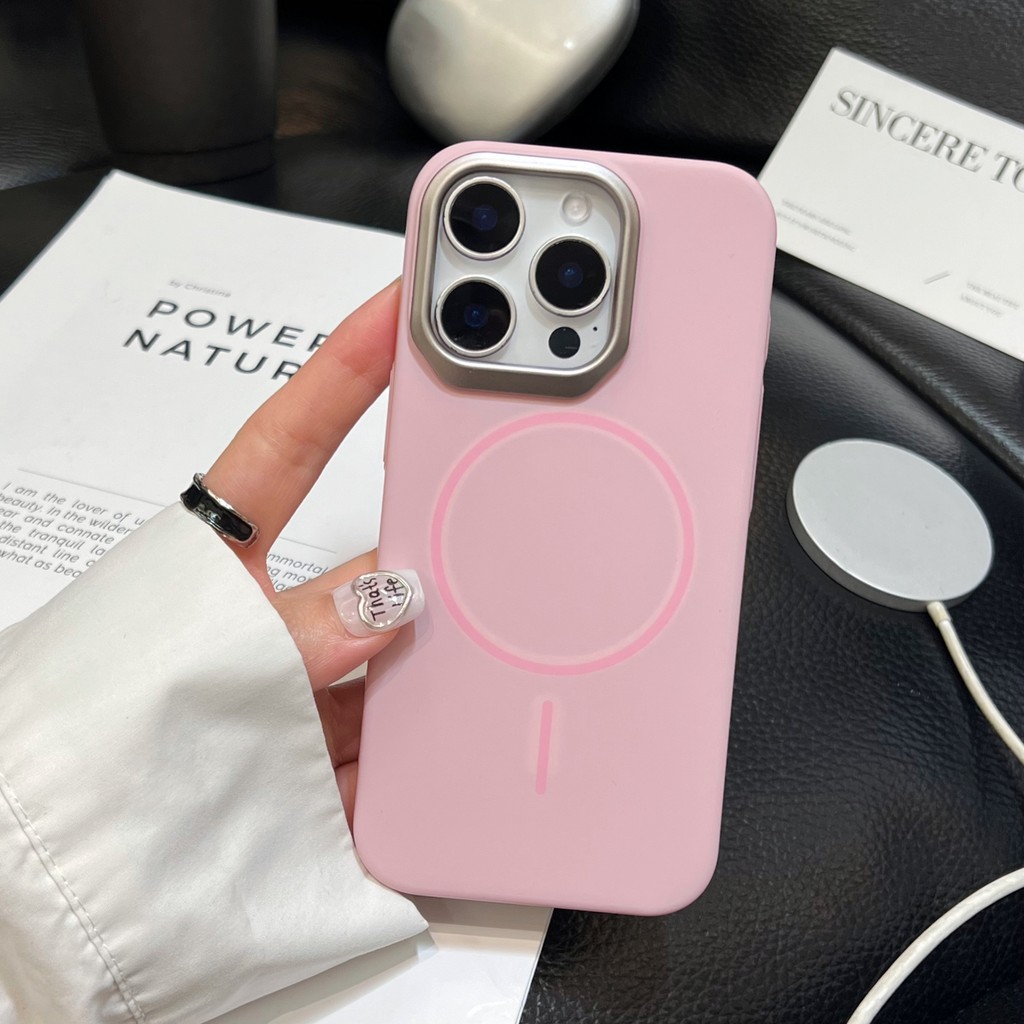 Thích hợp cho iPhone 16 Pro Max PC Skin Feel 15 Vỏ điện thoại ống kính 14 lưỡi từ tính