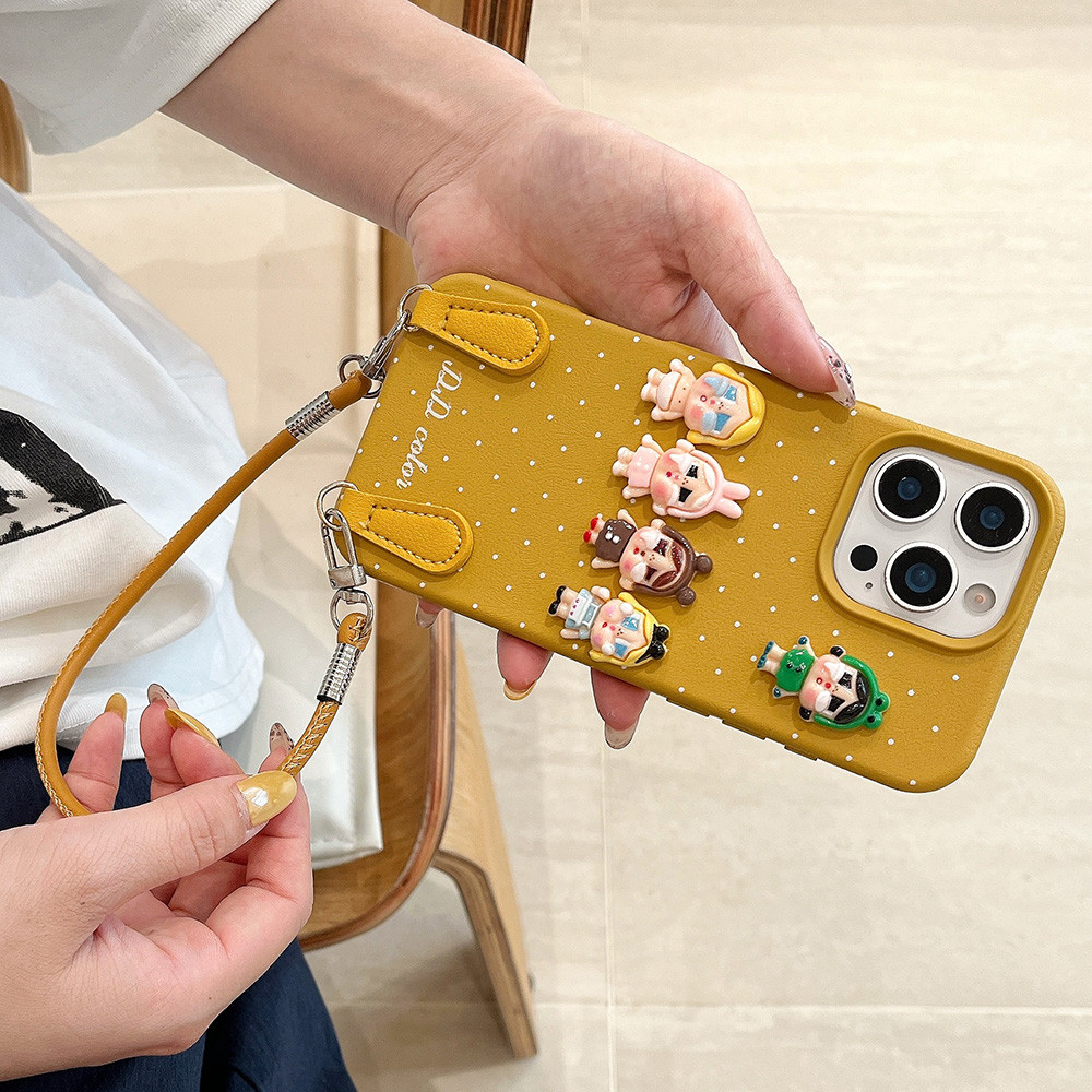 3D Khóc Bé Gái Dây Da Ốp Lưng Điện Thoại iPhone 17ProMax 16Plus 15 14 13 12 11 Vỏ Bảo Vệ Chống Sốc