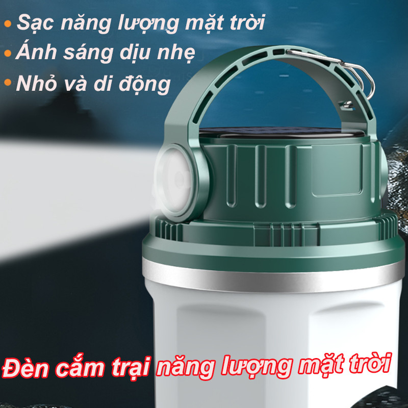 Đèn Cắm Trại Đèn, Đèn pin siêu sáng，Bóng đèn tích điện Cổng Sạc type-c + Sạc NLMặt Trời Chống Thấm Nước