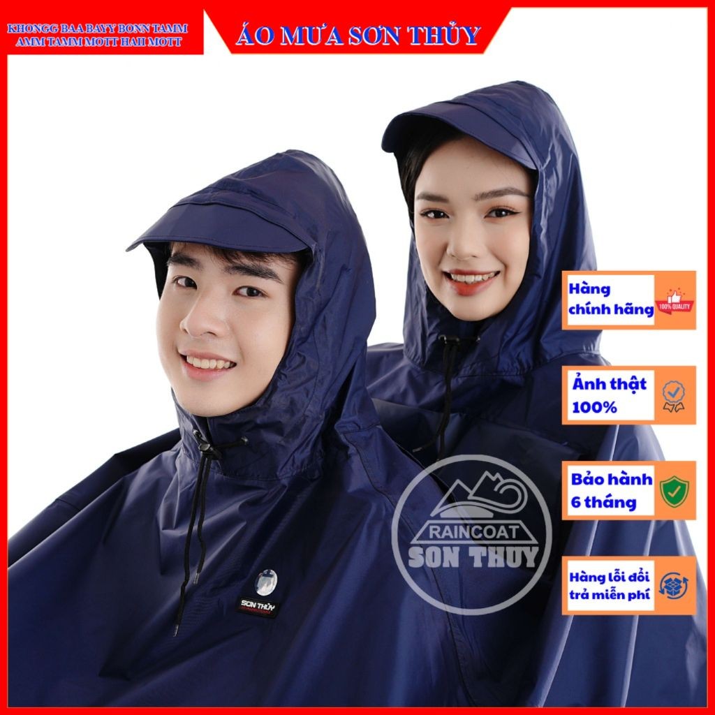 Áo mưa choàng 2 mũ Sơn Thủy áo mưa vải dù cao cấp 2 người mặc K26/2M