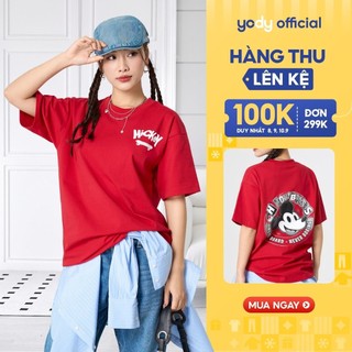 Áo Phông Yoguu oversize Mickey Oh Boy Boards áo thun form rộng unisex cotton thông thoáng UYTS25S224