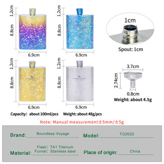 100ml Titan Hip Bình Siêu Nhẹ Du Lịch Bỏ Túi Tinh Thần Cho Whisky Vodka Rượu Ngoài Trời Mini Rượu Nồi Dành Cho Nam Nữ