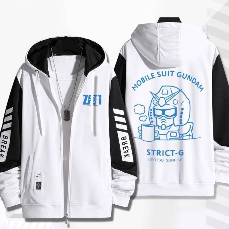 Áo khoác hoodie unisex GC12 với túi cốc giữ nhiệt thiết kế Gundam anime, phù hợp cho fan